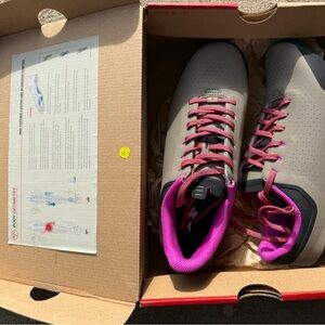 Specialized Women's Gray Cycling Shoes with Pink Accents